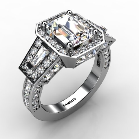 18k White Gold Engagement Ring 1.7ct - 1001783-18kw