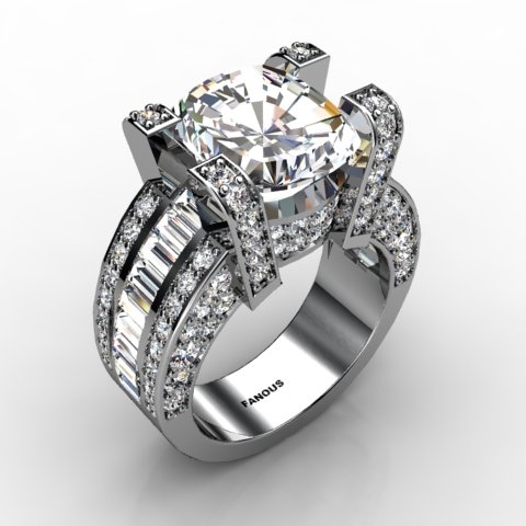 18k White Gold Engagement Ring 2.81ct - 1001977-18kw